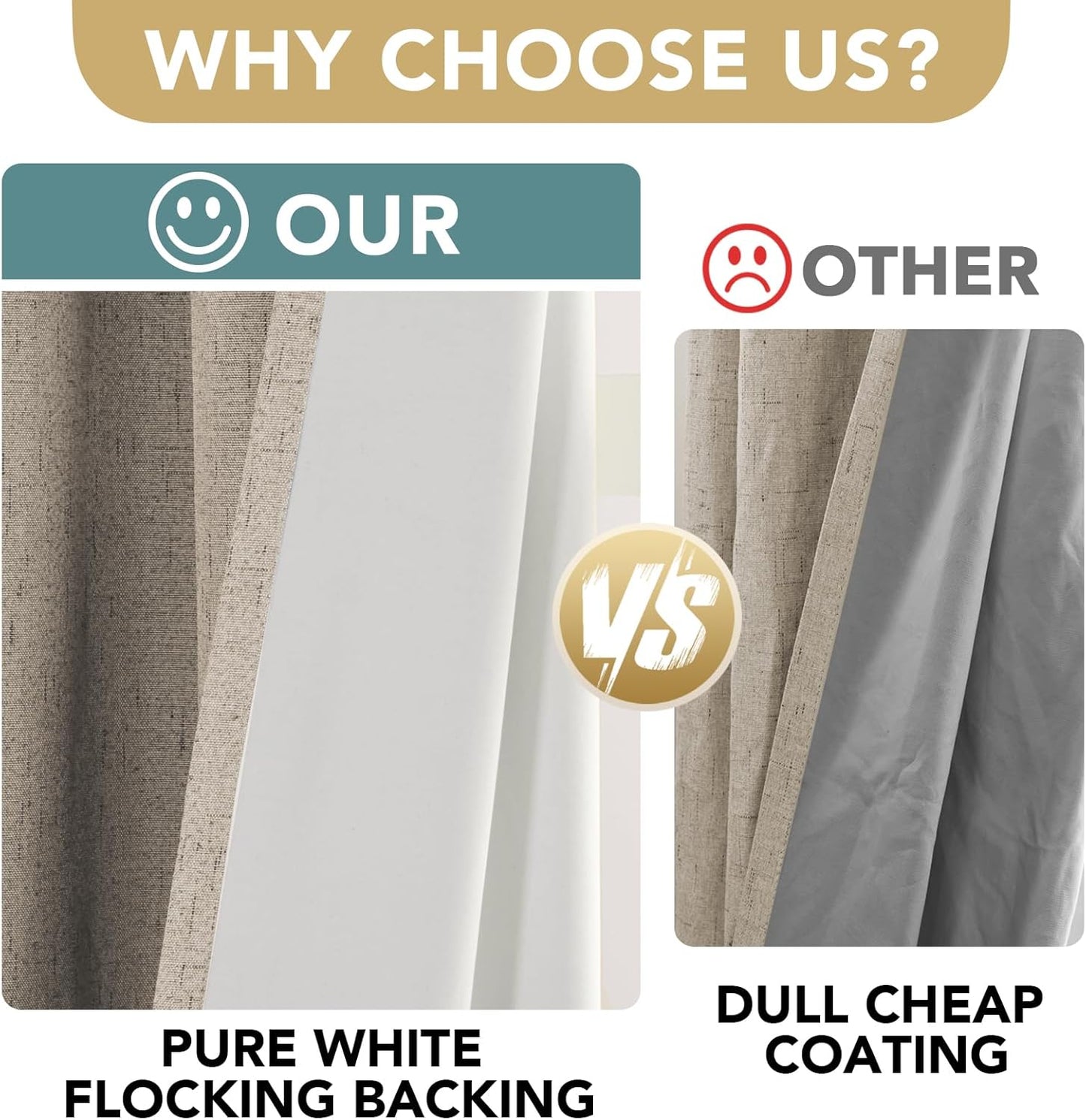 H.VERSAILTEX 100% Blackout Curtains for Bedroom Thermal Insulated Linen Textured Curtains Heat and Full Light Blocking Drapes Living Room Curtains 2 Panel Sets, Cobblestone, 52x96 Inch