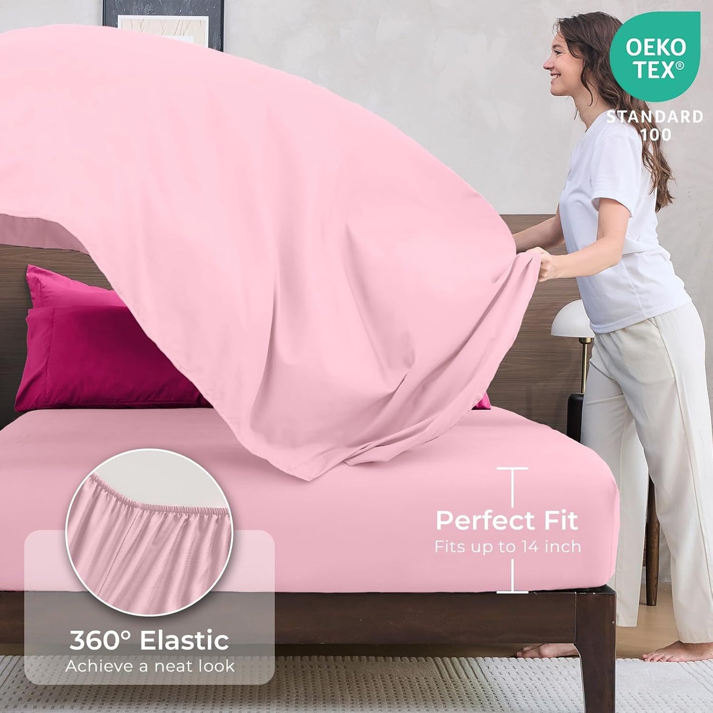 HEVUMYI Hot Pink & Baby Pink Twin Comforter Set - 5-Piece All Season Bed in a Bag Twin, Ultra Soft Bedding Set with Comforter, Flat Sheet, Fitted Sheet, Pillowcases, Pillow Shams