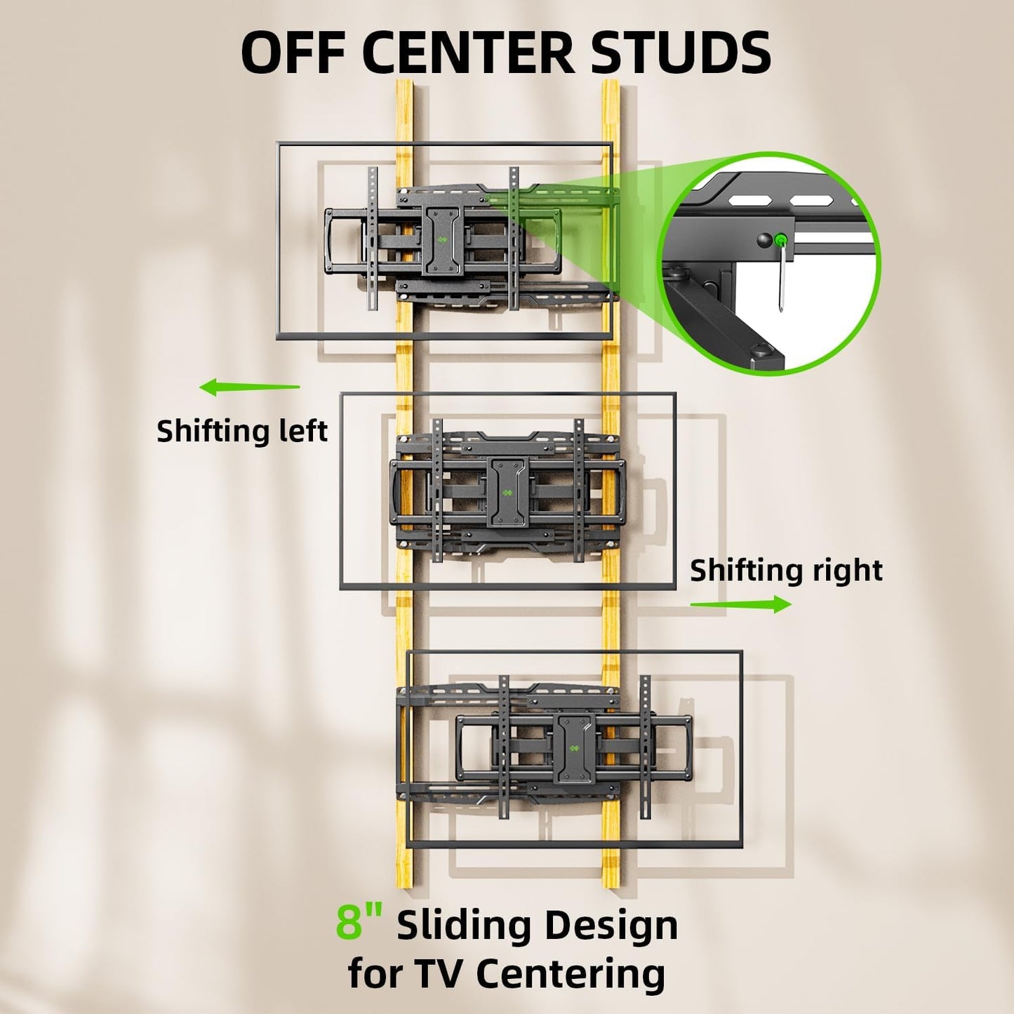 USX MOUNT UL Listed Heavy Duty TV Wall Mount for 32-90" TVs up to 150lbs with 8" Sliding Design, Ultra-Large TV Mount Bracket for up to 24" Studs with Swivel, Tilt & Leveling, Max VESA 600x400mm