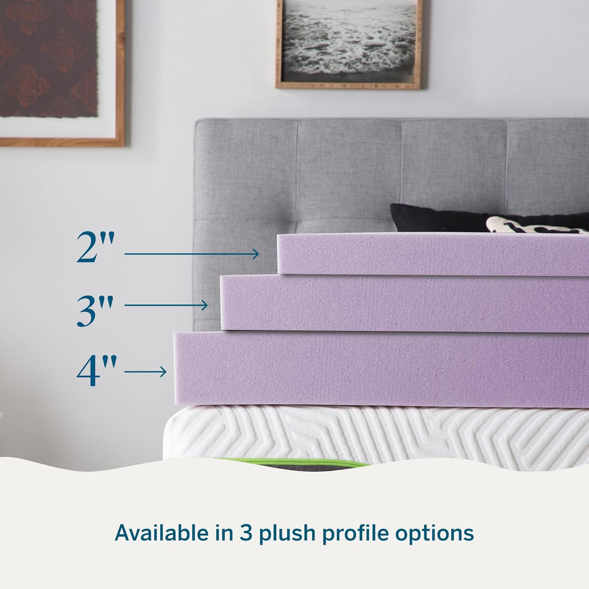Lucid 3 Inch Lavender Infused Memory Foam Mattress Topper - Ventilated Design – Pressure Relieving Bed Topper - Mattress Pad – CertiPur Certified - Twin Size