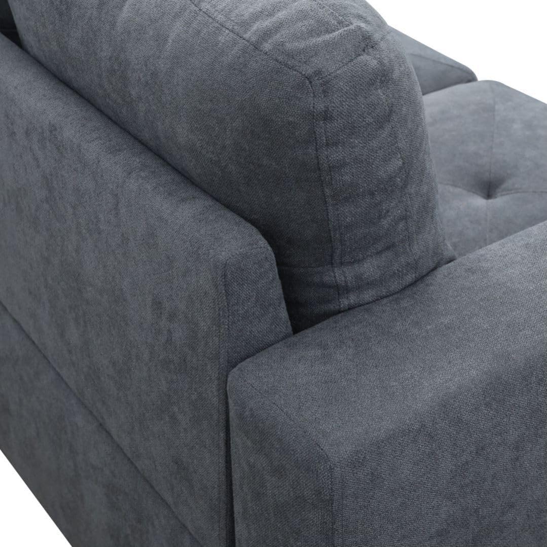 Dark Grey L-Shaped 3-Piece Flannelette Sofa with Storage Ottoman Set, Sectional Couch Sofa Set for Living Room, Office, Small Space