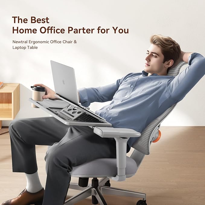 Newtral Ergonomic Office Chair with Adaptive Lumbar Support- High Back Desk Chair with Adjustable Headrest, 3D Armrest, Adjustable Seat Depth & Height, Home Office