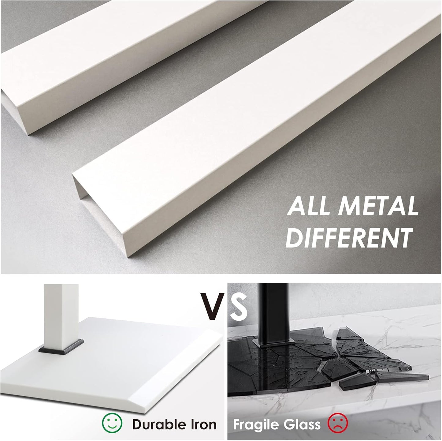 FITUEYES Iron Base Universal Floor TV Stand with Swivel Tilt, TV Mount Stand for 32-75 Inch Screens, Corner TV Stand with Height Adjustable Entertainment Shelves (White)