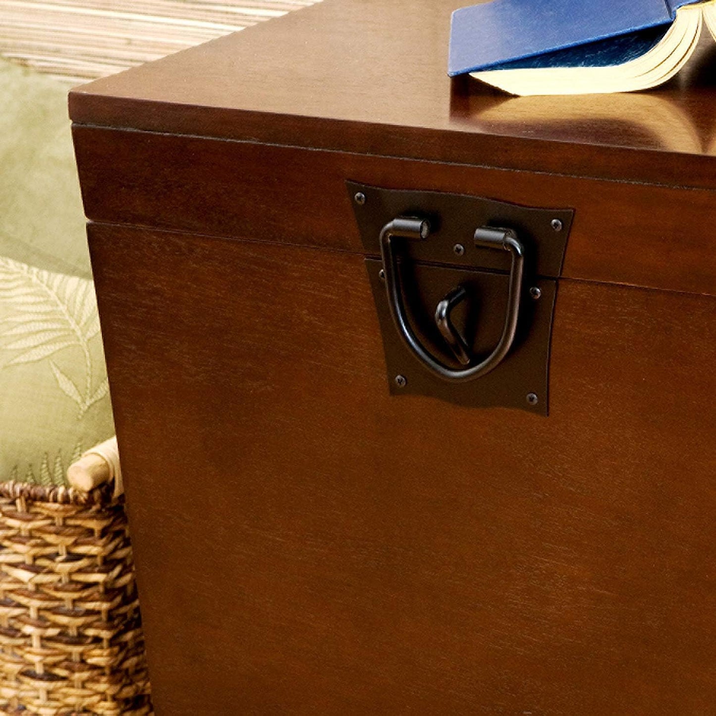 SEI Furniture Pyramid Storage Trunk End Table, Espresso