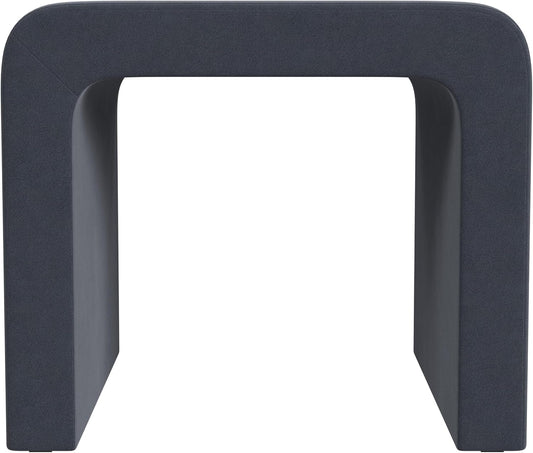 HomePop Modern Arch Velvet Ottoman Home Décor|Ottoman for Living Room & Bedroom - Steel Blue Velvet