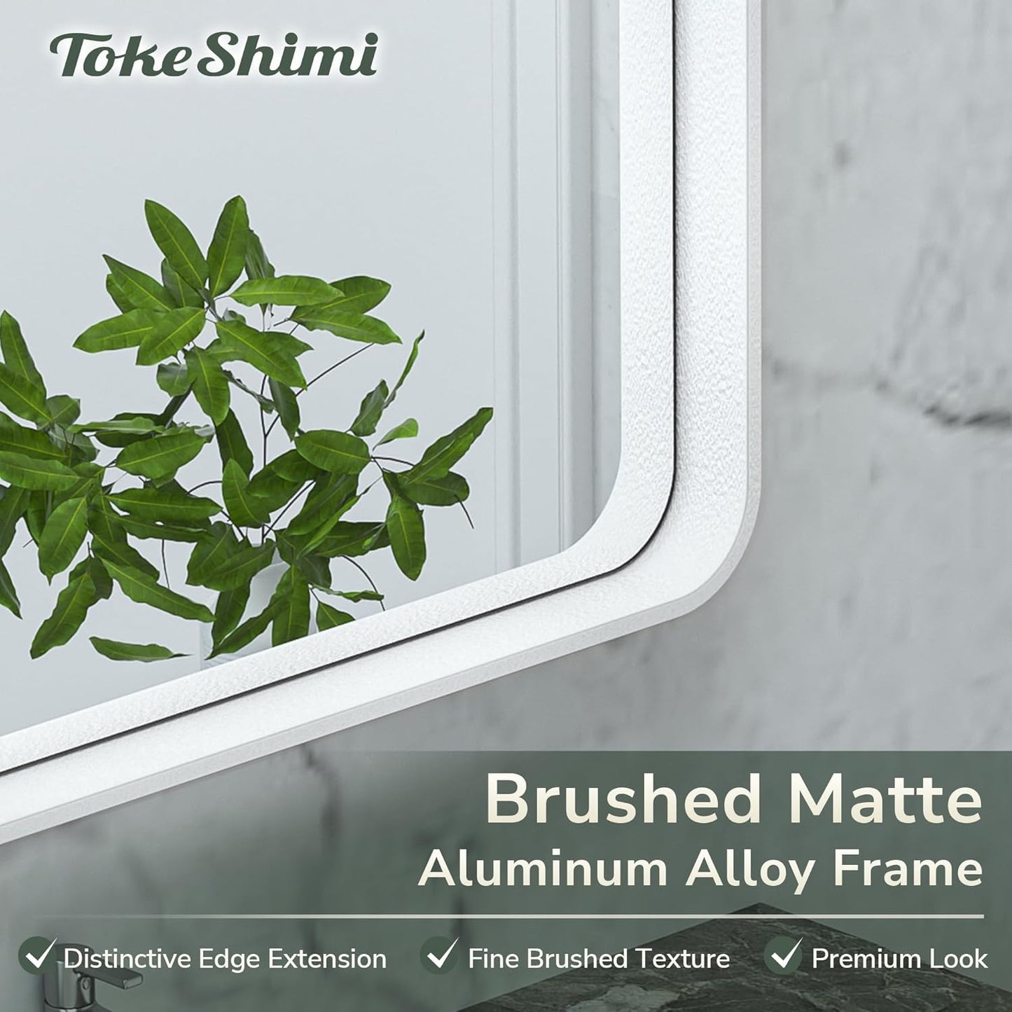 TokeShimi 40 x 24 Inch Wall Mirror for Bathroom White Metal Frame Decorative Rectangular Wall Mounted Home Decor Corner Hangs Farmhouse Mirror (Horizontal/Vertical)