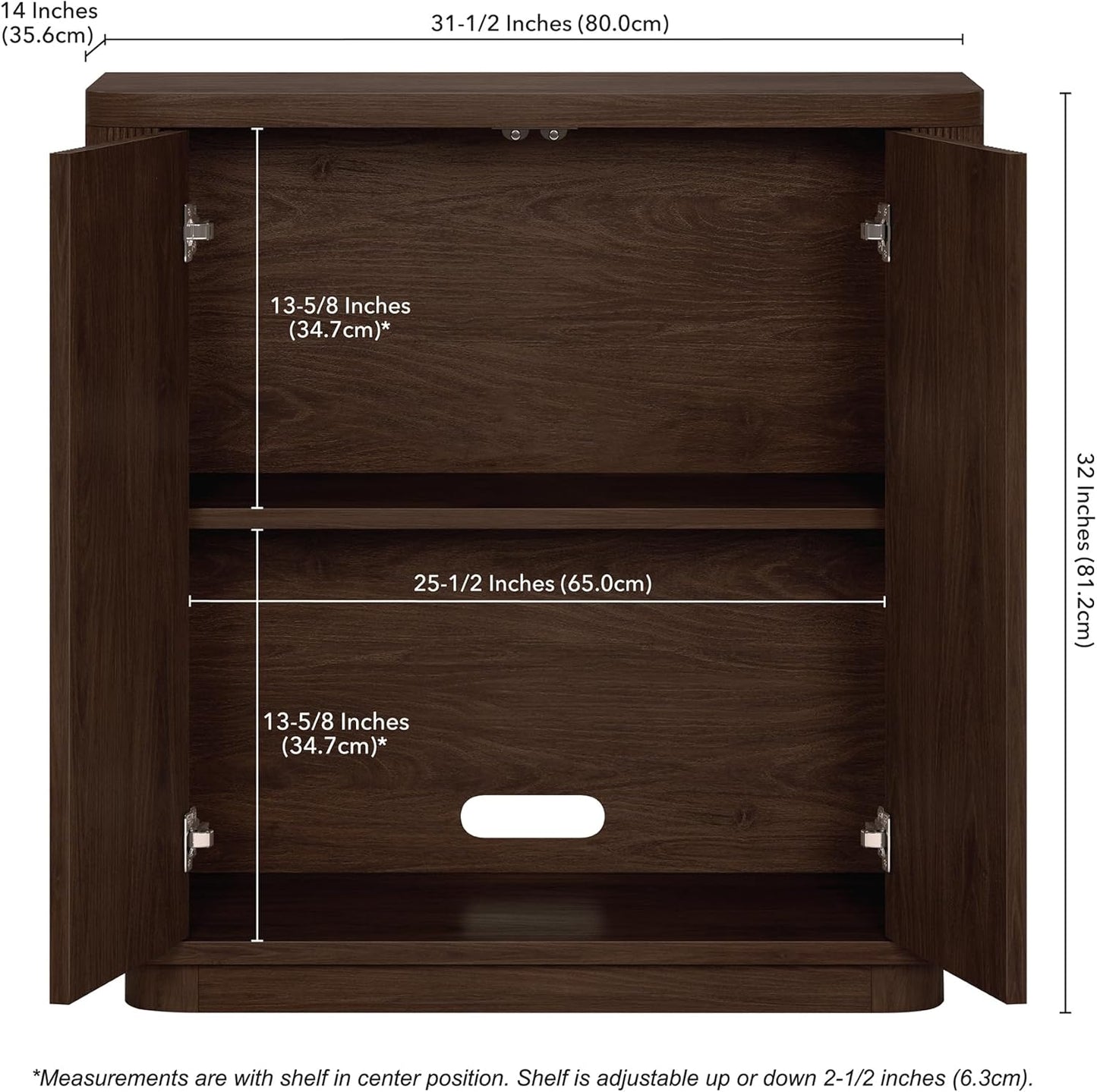Henn&Hart 32" Wide Rectangular Accent Cabinet in Warm Brown, for Home, Living Room, Bedroom, Entertainment Room, Office