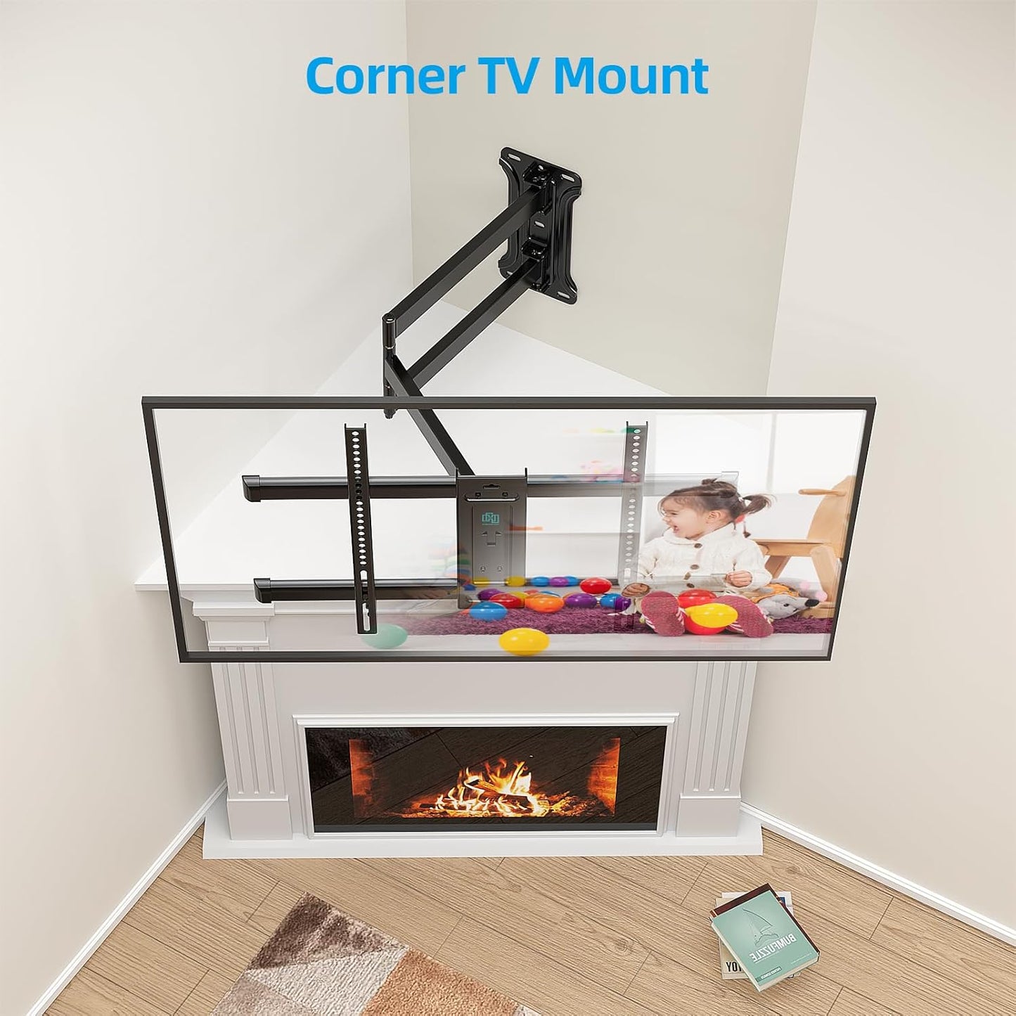 Pre-Assembled Corner TV Wall Mount for 32-80" TVs, Full Motion with Smooth Gliding Extension, 30" Long Arm, Single Stud Installation Holds 100lbs, Max VESA 600x400mm