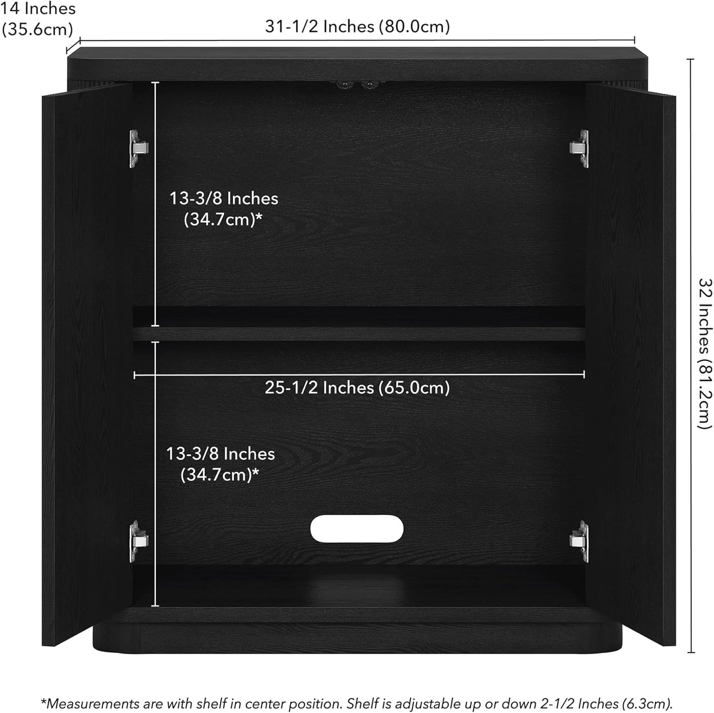 Henn&Hart 32" Wide Rectangular Accent Cabinet in Natural Black, for Home, Living Room, Bedroom, Entertainment Room, Office