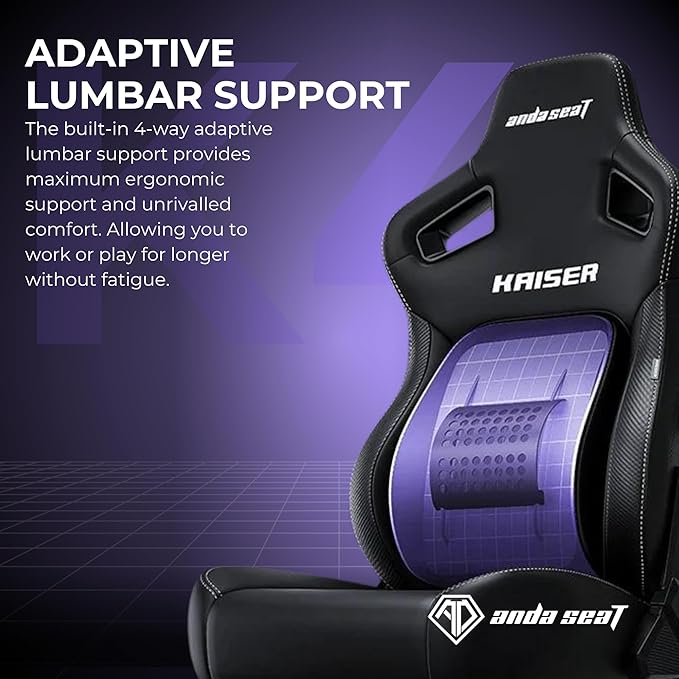 Anda Seat Kaiser 4 Large Gaming Chair for Adults - Ergonomic Purple PVC Leather Gaming Seat with 6D Armrest, Comfortable Office Chair with Lumbar Support, Heavy Duty Wide Computer Seat