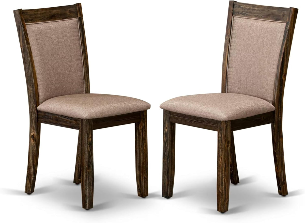 East West Furniture V727MZ716-7 7 Piece Dinette Set Consist of a Rectangle Dining Room Table with V-Legs and 6 Dark Khaki Linen Fabric Upholstered Parson Chairs, 40x72 Inch, Multi-Color