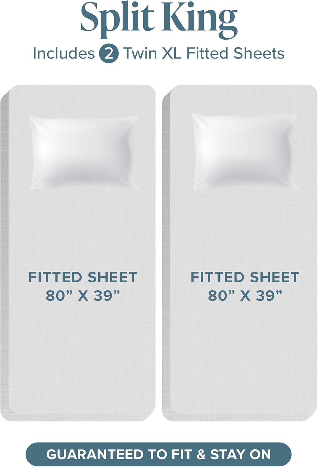 Bare Home Split King Sheet Set - 1800 Ultra-Soft Microfiber Split Sheets - Double Brushed - Deep Pockets - Easy Fit - 5 Piece Set - Bed Sheets & Pillowcases (Split King, White)