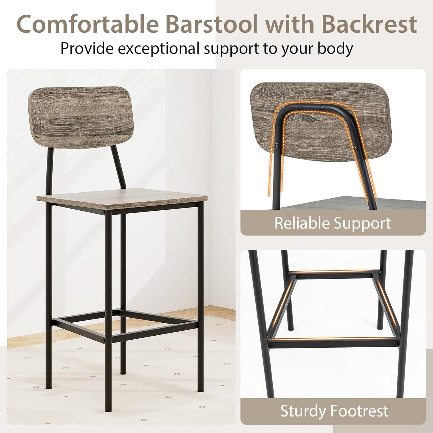 Tangkula Counter Height Dining Table Set, Bar Table and Chairs, Pub Table and Chairs Set of 4, Space-Saving Dinette Set for Breakfast Nook