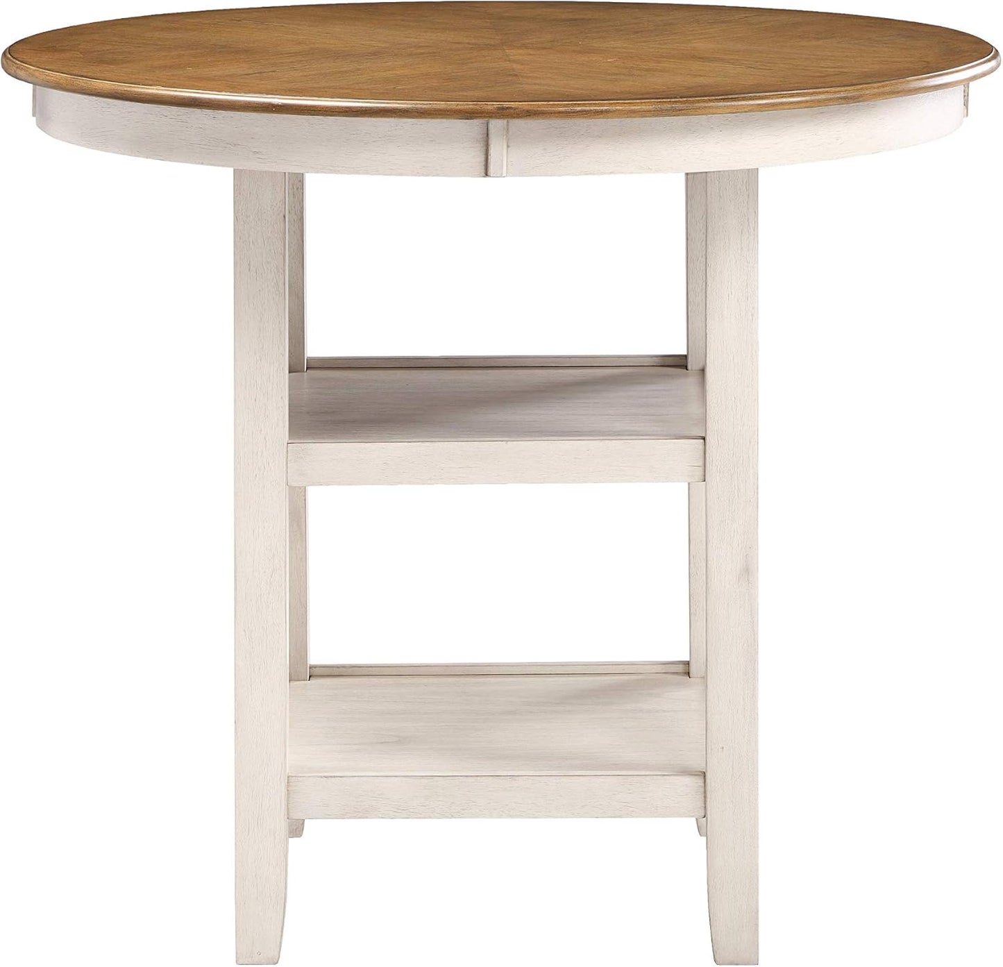 New Classic Furniture Cori 5-Piece Round Counter Dining Set with 1 Dining Table and 4 Chairs, 42-Inch, Beige and Brown