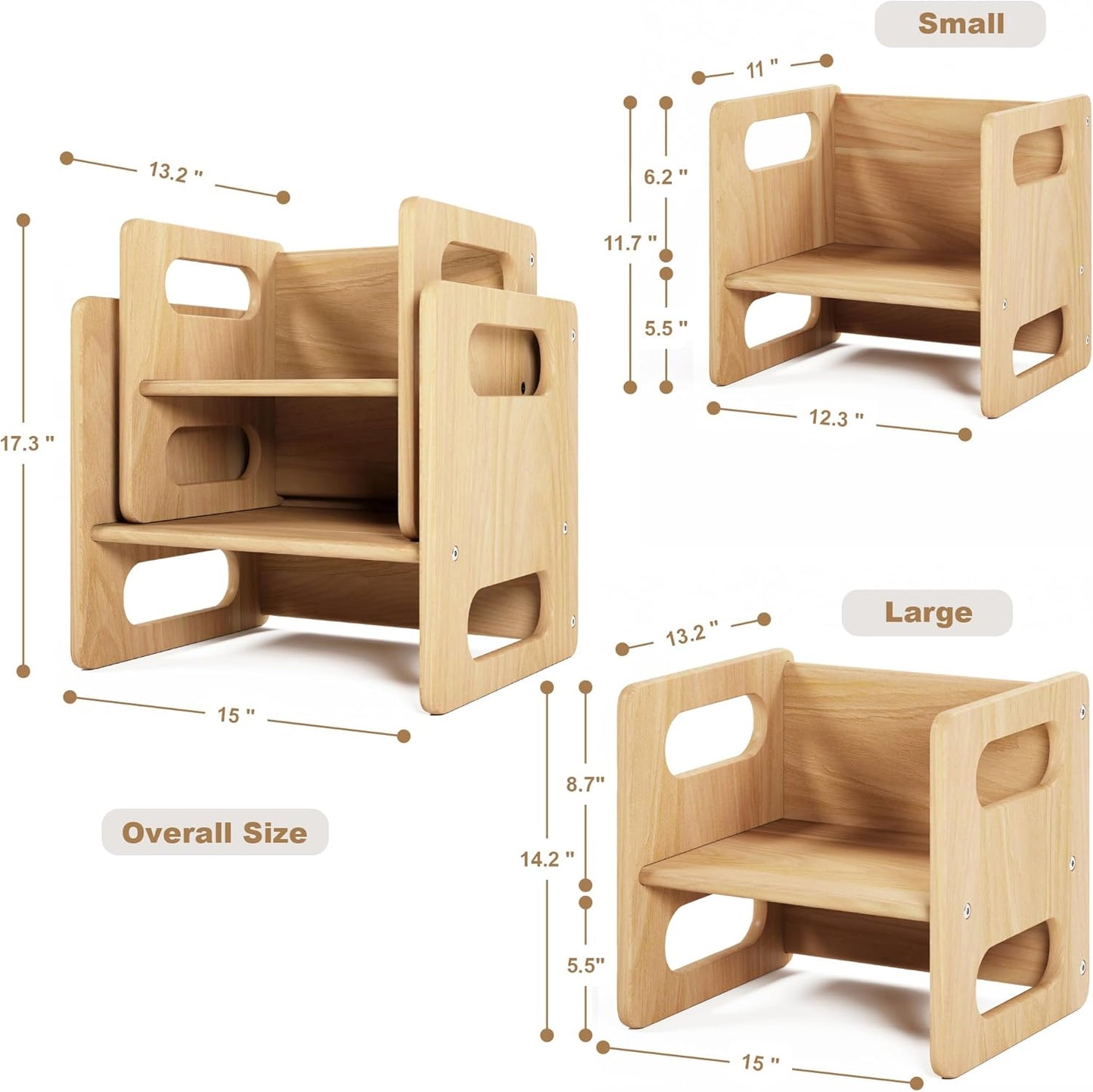 Montessori Weaning Table and Chair Set,Real Hardwood, Desk for Toddler Reading,Snack Time,Playroom,Activity Cube,Step Stool,1-3 Year Old Kids Montessori Furniture