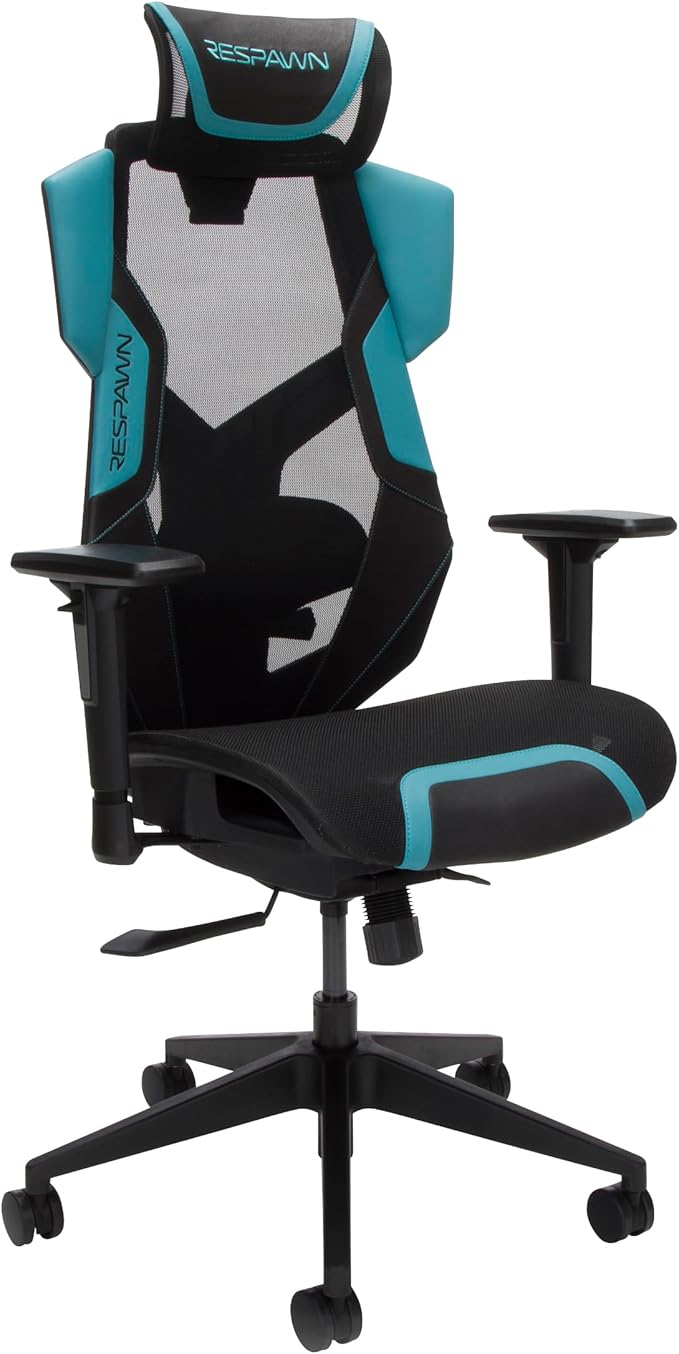 Respawn FLEXX Ergonomic Office and Gaming Chair with Lumbar Support - Breathable Mesh Recliner with Headrest & Adjustable Arms, Comfy Home Office Desk Chairs, Reclining Gaming Seat for Adults - Teal