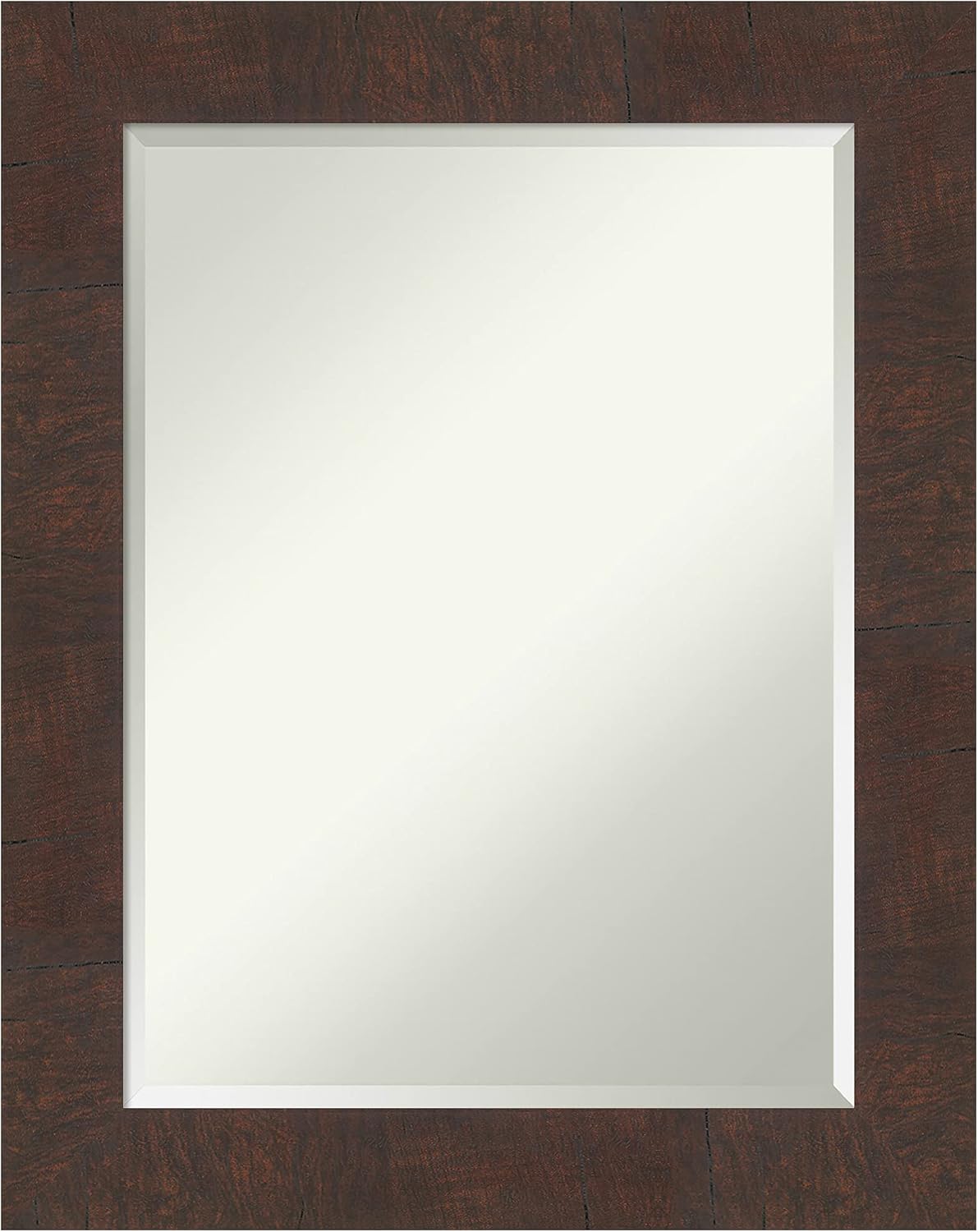 Amanti Art Brown Wall Mirror 29x23 Wildwood Brown Rectangle Bathroom Mirror for Wall Decor Living Room, Medium Rustic Farmhouse Frame, Hangs Horizonally and Vertically, Bathroom Decor, Beveled Edge