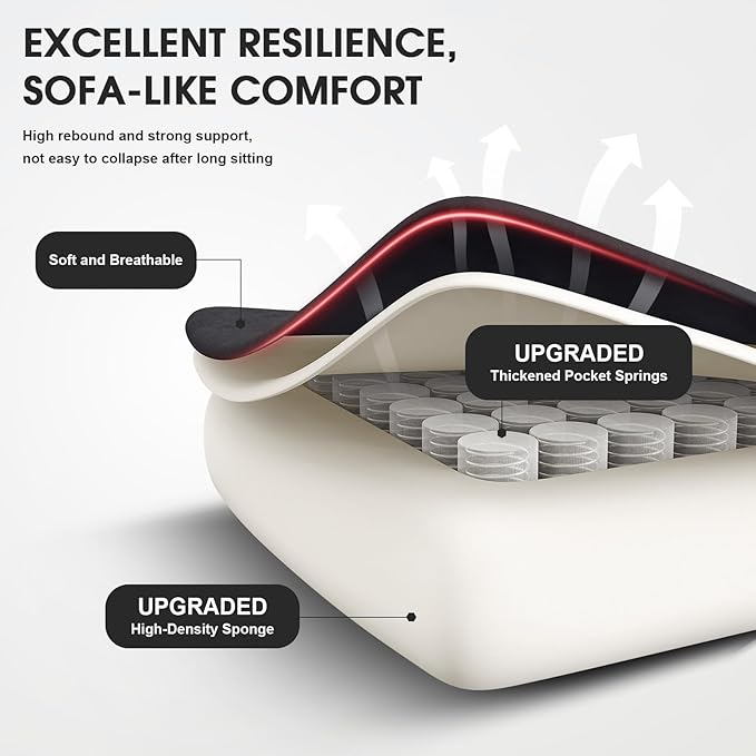 Gaming Chair, Fabric Computer Office Chair with Massage, Ergonomic Chair with Footrest Lumbar Support, Pocket Spring Widened Cushion Metal Legs 350LBS Black