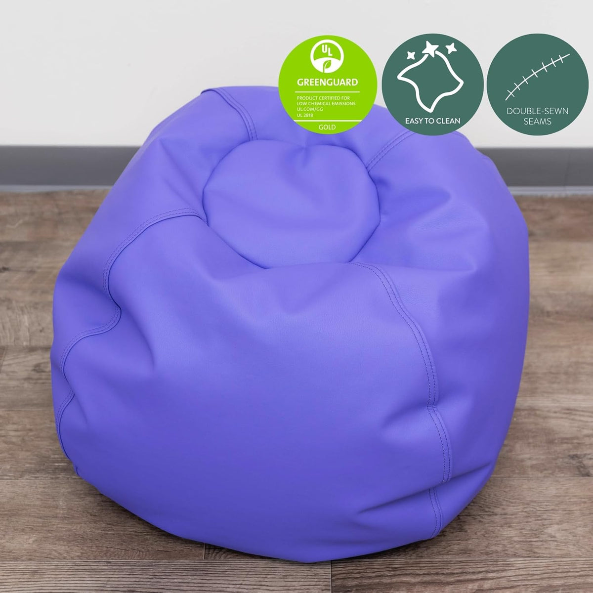 Children's Factory 26" Round Bean Bag, Bean Bag Chair with Water-Resistant Cover for Kids, Flexible Seating for Classroom Elementary, Easy to Clean, Purple