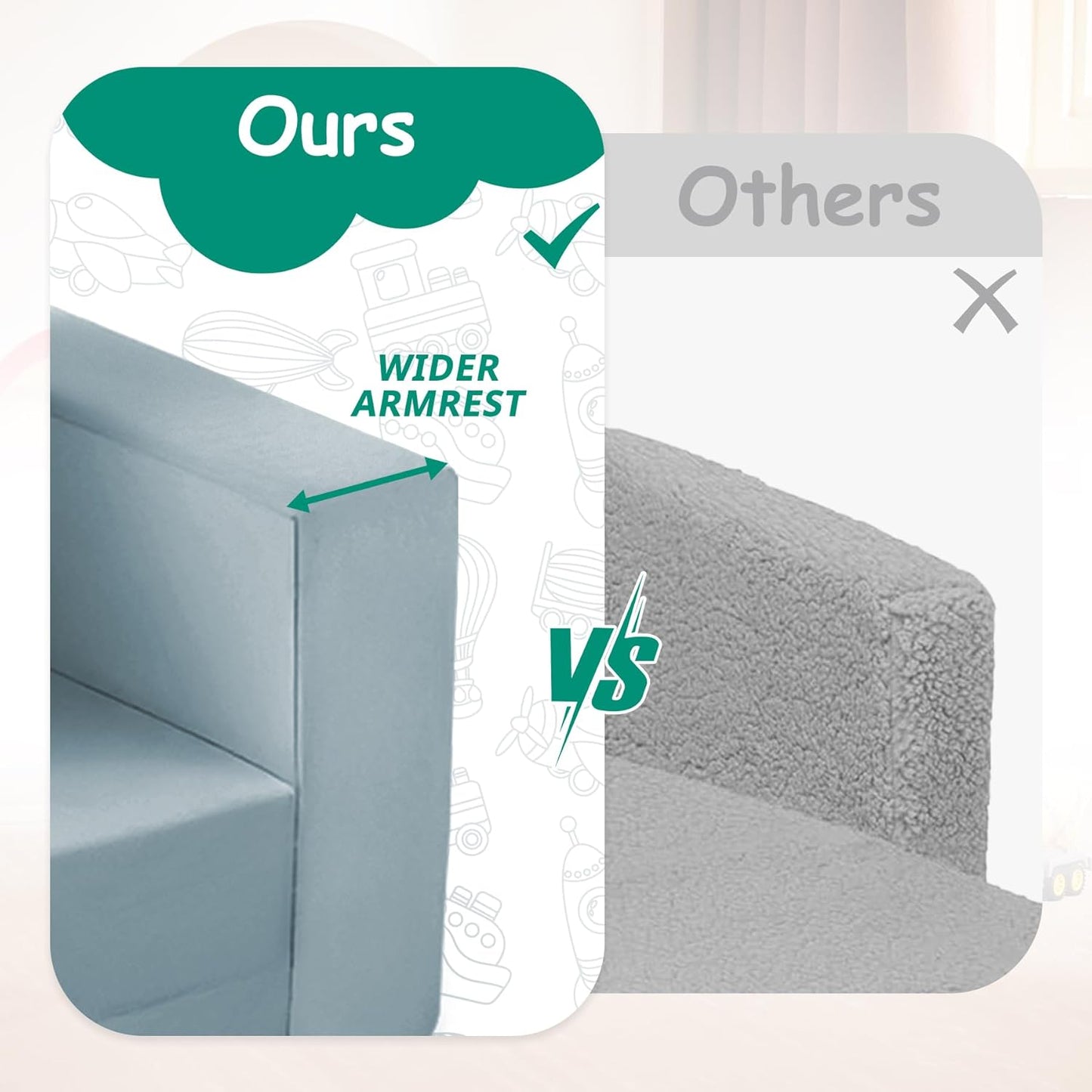 Kids Couch, 2-in-1 Toddler Chair Comfy 1-3 Years, Convertible Kids Chair, Toddler Couch That Fold Out, Kid Lounge Chairs for Boys and Girls, Soft Coral Fleece, Blue