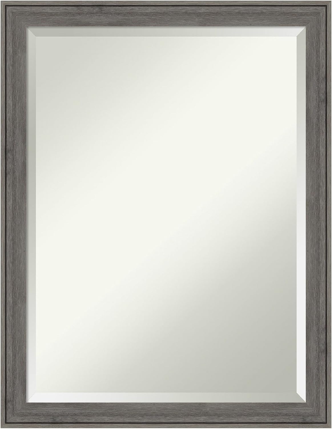 Amanti Art Grey Wall Mirror 27x21 Regis Barnwood Grey Narrow Rectangle Bathroom Mirror for Wall Decor Living Room, Medium Country Rustic Wood Frame, Hangs Horizonally and Vertically, Bathroom Decor,