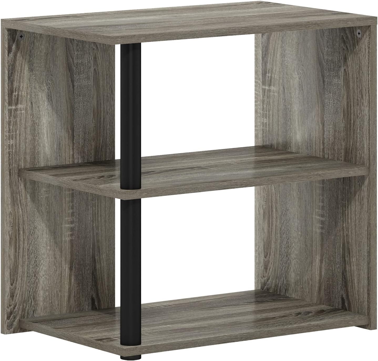 Furinno Romain 2-Tier End Table, French Oak/Black
