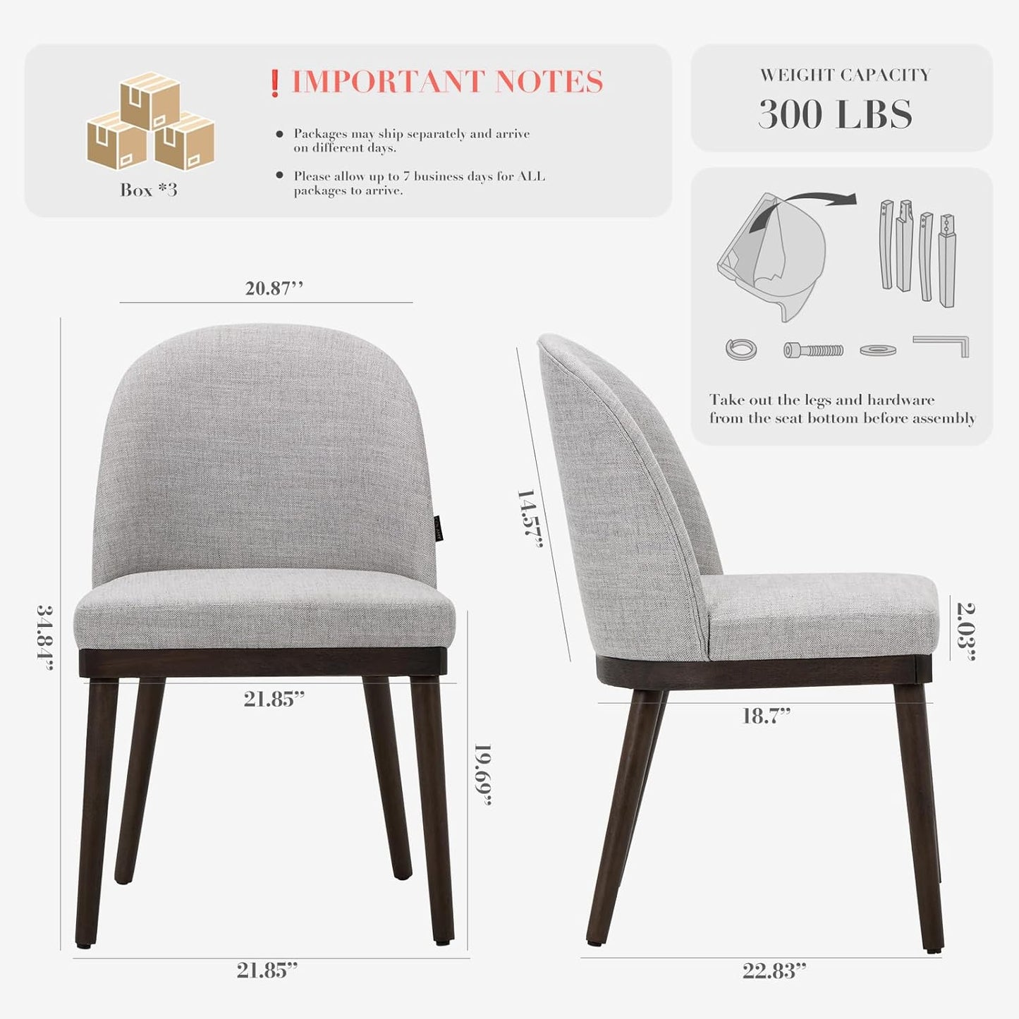 COLAMY Upholstered Dining Chairs Set of 6, Large Dining Room Kitchen Chairs with High Back and Deep Seat, Modern Fabric Dinner Chairs with Wood Legs, Light Grey