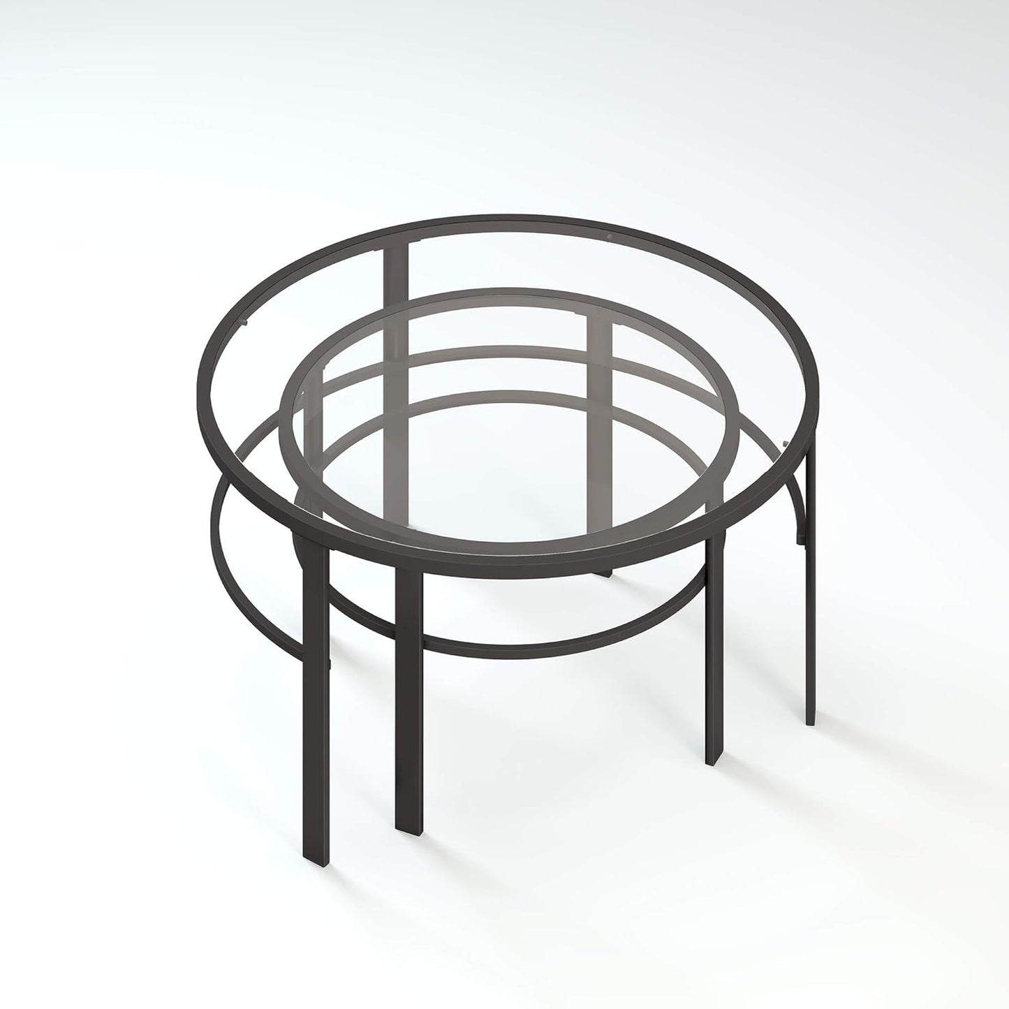 Henn&Hart Round Nested Coffee Table in Blackened Bronze, Coffee Table coffee tables for living room, studio apartment essentials, 36" Wide