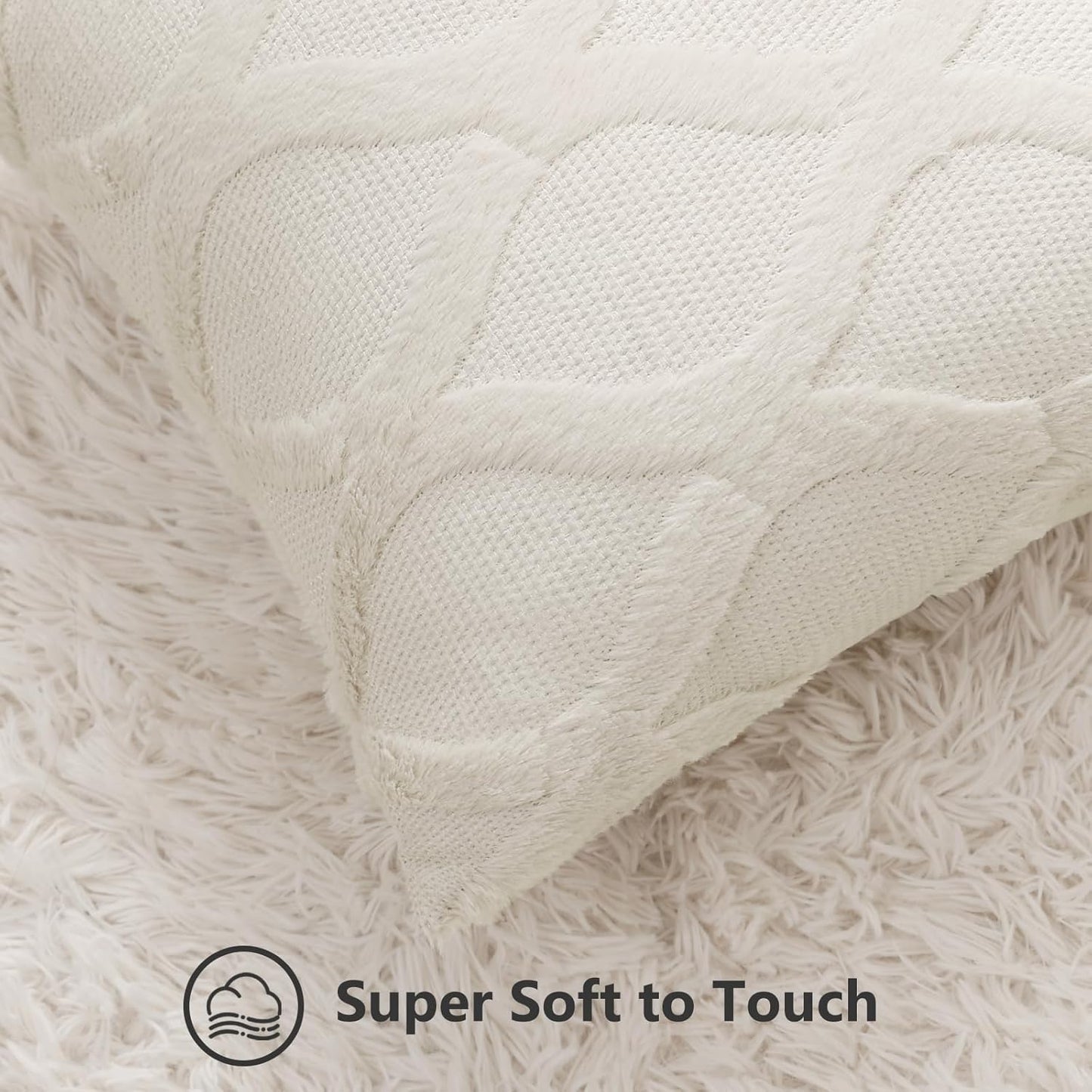 decorUhome Christmas Decorative Throw Pillow Covers 20X20 Set of 2, Soft Plush Faux Fur Wool Pillow Covers for Couch Bed Sofa Living Room, Beige