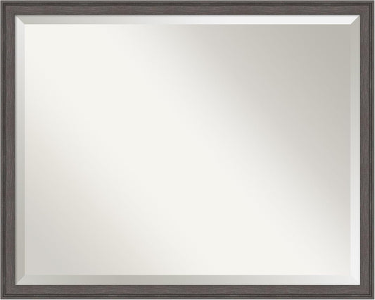 Amanti Art Silver Bathroom Mirror for Over Sink, 24x30 Florence Pewter Rectangle Vanity Mirror, Large Casual Frame, Hangs Horizonally and Vertically, Bathroom Wall Decor, Beveled Edge from WI, USA
