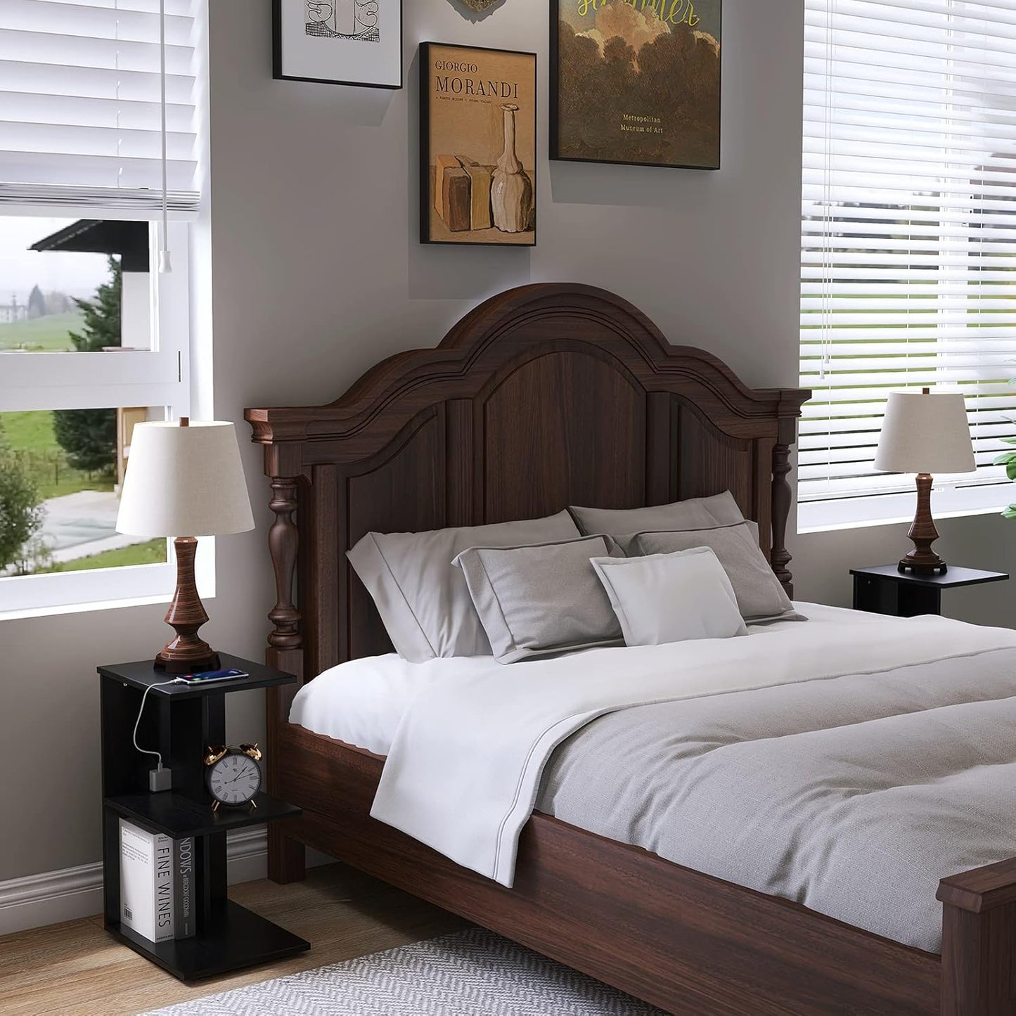 ZGREN End Table with Charging Station, Narrow Side Tables for Small Spaces USB Ports and Outlets Rolling Bedside Nightstand Sofa Couch Slim Shelf Night Stand Living Room, Bedroom, Black