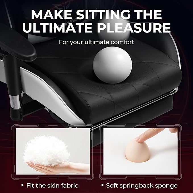 EXRACING Gaming Chair with 3D Adjustable Armrests, Cow Print Design, Ergonomic Office Chair with High Back, Computer Chair with Footrest,Comfy Diamond Stitching Sest, Game Chair for Adults