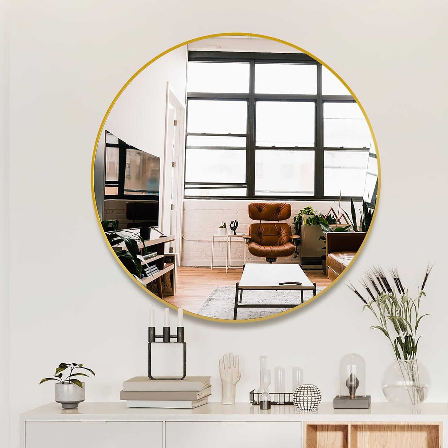 Bathroom Mirrors for Wall,Gold Frame Mirror,30'' Round Circle Mirror for Entryway Bedroom Vanity(30'',Gold)