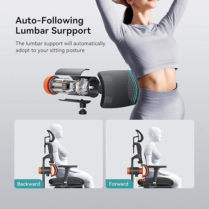 Newtral Ergonomic Office Chair with Fully Adaptive Lumbar Support, 136°Tilt Function, Computer Desk Chair with Soft 4D Armrest, Adjustable Headrest (Supreme Without Laptop Tray, Black)