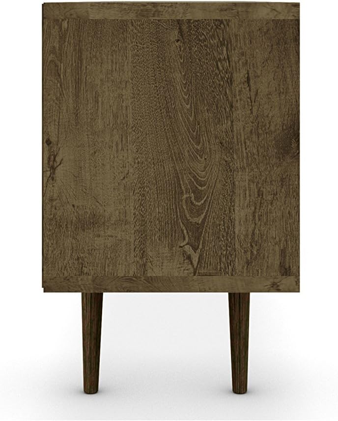 Manhattan Comfort Liberty Mid Century Modern TV Stand for Televisions up to 65 Inches, Bedroom and Living Room Entertainment Center with Storage, Shelves, and Cabinet, 71" Wide, Rustic Brown/Aqua