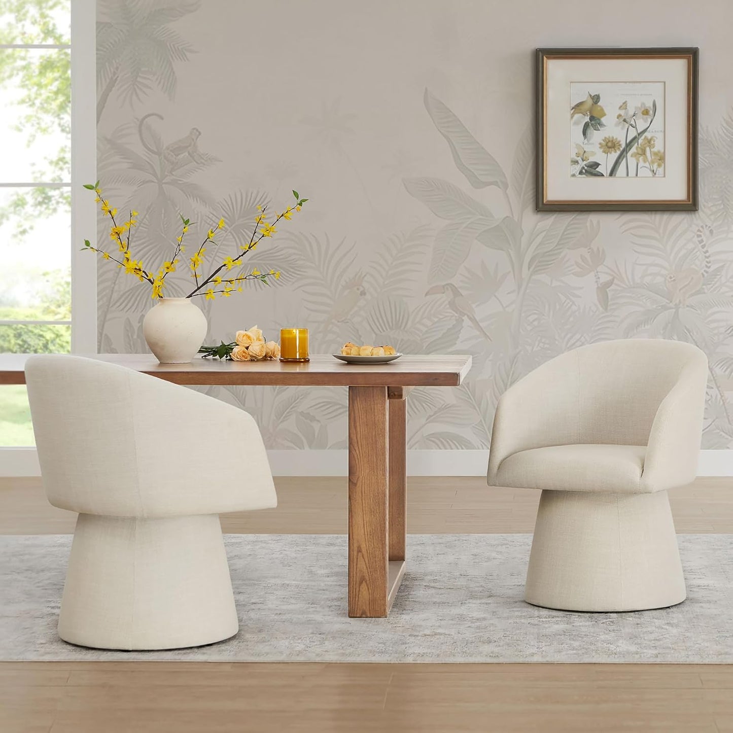 Swivel Dining Chairs Modern Accent Armchair Side Deskchair for Diningroom Vanity Bedroom Livingroom Reading Room,Linen,1 Box