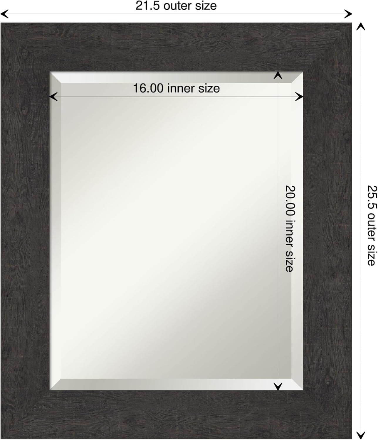 Amanti Art Brown Bathroom Mirror for Over Sink, 26x22 Rustic Plank Espresso Rectangle Vanity Mirror, Small Rustic Farmhouse Frame, Hangs Horizonally and Vertically, Bathroom Wall Decor, Beveled Edge