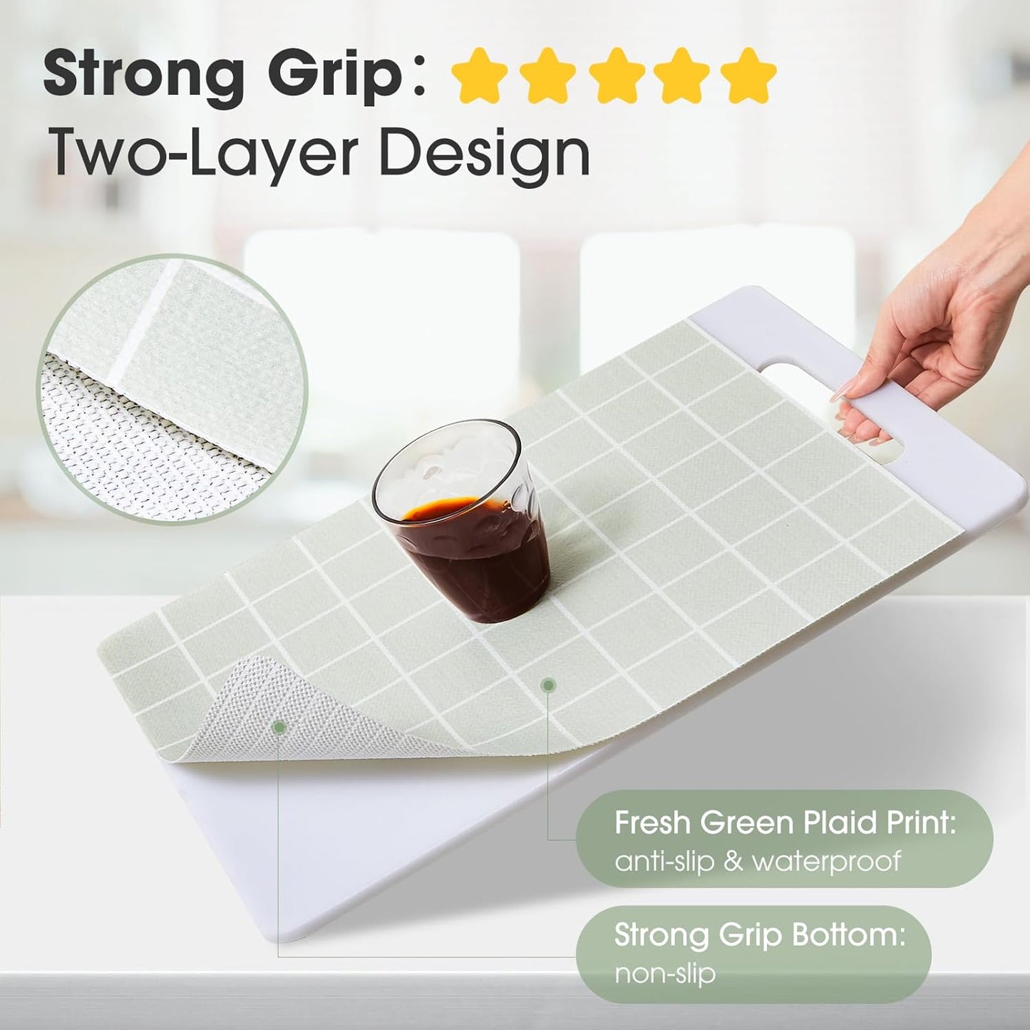 Beautysaid Shelf and Drawer Liner for Kitchen Cabinet, Non Adhesive Non Slip Shelf Paper Waterproof Washable Thickened for Dresser Pantry Shelve Bathroom Protector Liner(Light Green,18 in x 30 FT)