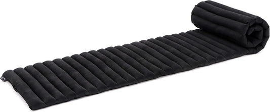Leewadee - Foldable Floor Mattress - Japanese Roll Up Futon -Trifold Tatami Mat- Guest Floor Bed - Camping Mattress - Thai Massage Mat, Kapok Filled, 75 x 20 inches, Black
