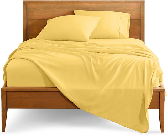 Bare Home Split Head Flex King Sheet Set - 1800 Ultra-Soft Microfiber Bed Sheets - Double Brushed - Deep Pockets - Easy Fit 4 Piece Set - FlexTop King Bedding (Split Head Flex King, Lemon Drop)