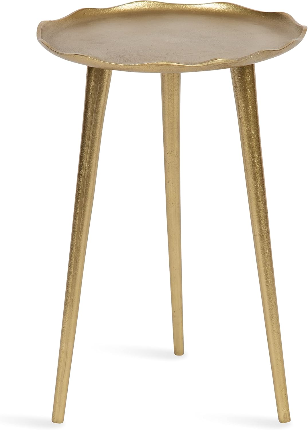 Kate and Laurel Alessia Modern Round Metal Side Table; 15 x 15 x 22; Gold; Decorative Glam Cast Aluminum End Table with Deckled Edge for Bedroom Nightstand or Living Room Accent