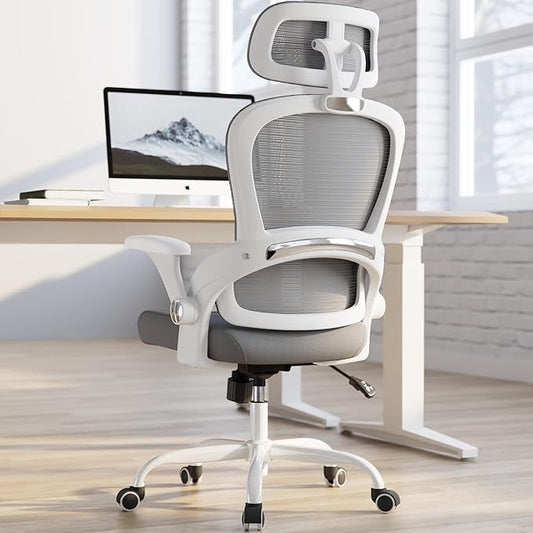 TRALT Office Chair - Ergonomic Office Chair with Back Support, Computer Chair - Home Office Desk Chairs, 330lbs Wide Seat Big and Tall Office Chairs with Headrest, Comfy Desk Chairs (Grey)