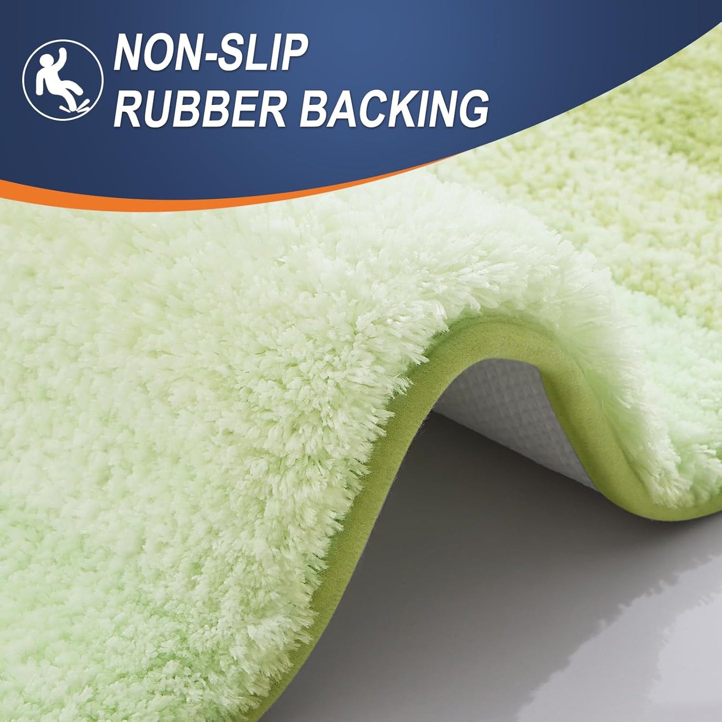 OLANLY Bathroom Rug Mat 30x20, Extra Soft and Absorbent Microfiber Bath Rugs, Non-Slip Plush Shaggy Bath Carpet, Machine Wash Dry, Bath Mats for Bathroom Floor, Tub and Shower, Light Green