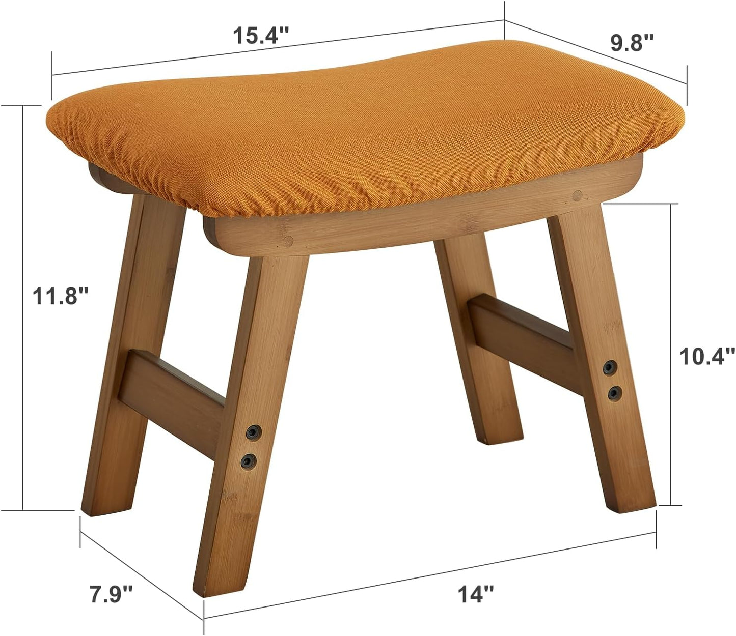 Foot Stool Ottoman Foot Rest Under Desk,Small Stool for Living Room, Bedroom and Kitchen (Brown Legs - Orange Stool Surface)