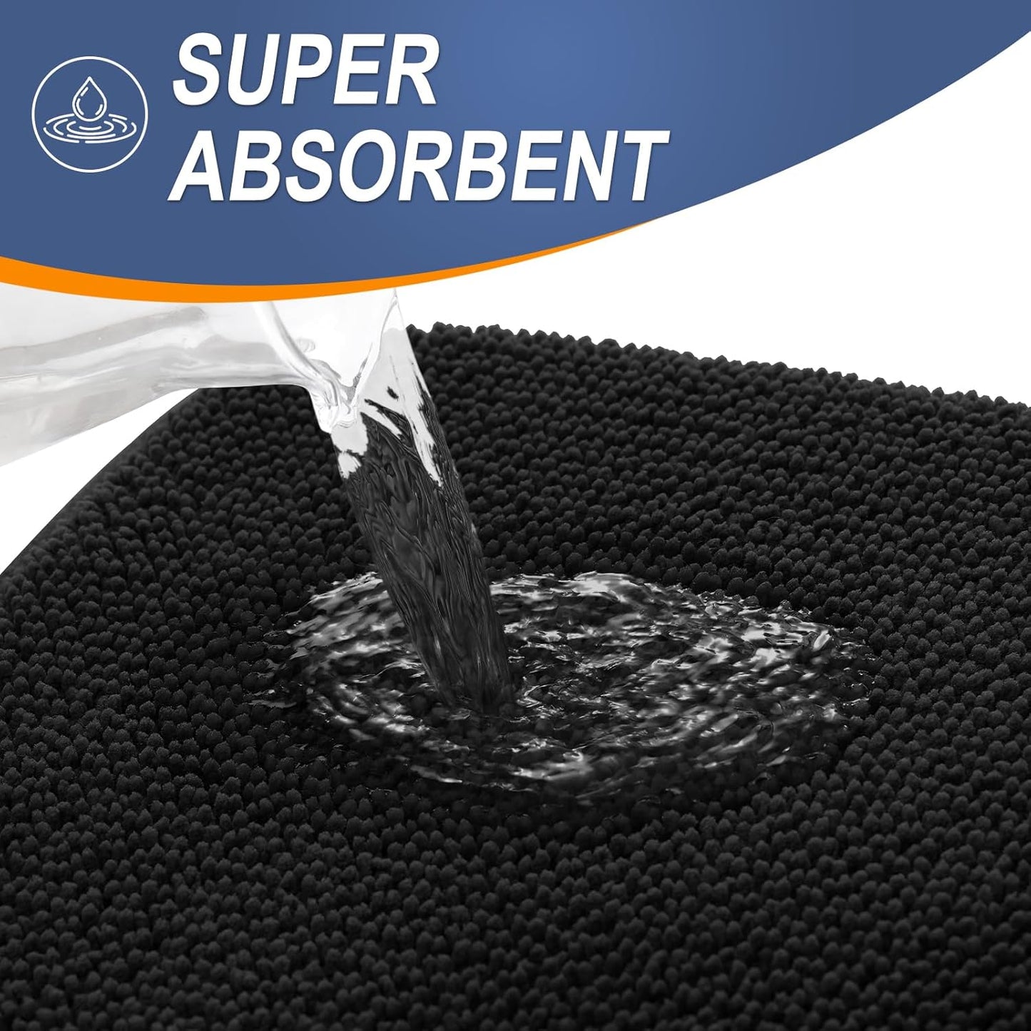 OLANLY Thick Memory Foam Bath Mat Rug 24x16, Extra Soft Absorbent Bathroom Rug, Quick Dry Bath Mats, Non-Slip, Machine Washable Carpet for Bathroom, Tub and Shower, Home Decor Accessories, Black