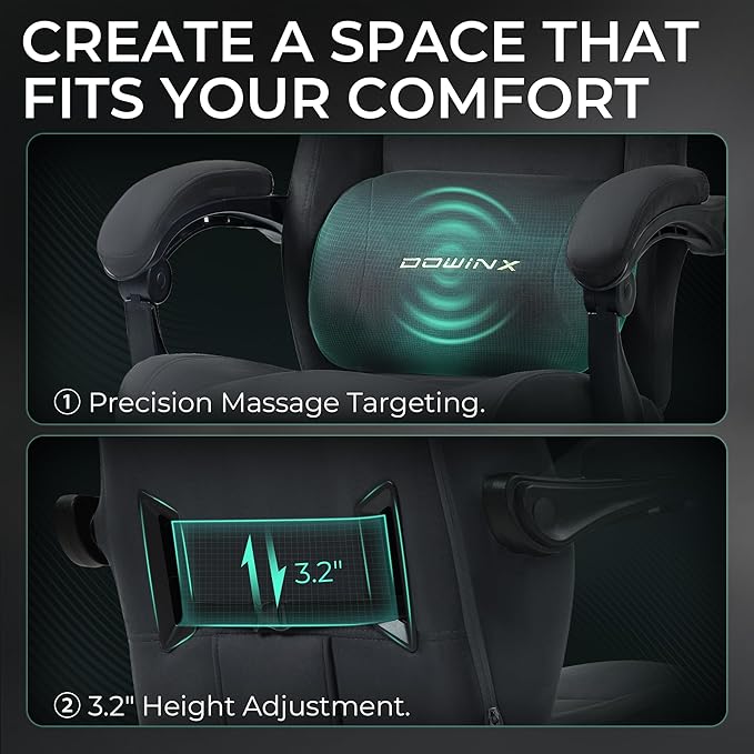 Dowinx Big and Tall Gaming Chair, Suede Fabric Game Chair with Pocket Spring Cushion, High Back Gamer Chair Ergonomic with Footrest for Adults Office, 440LBS, Grey