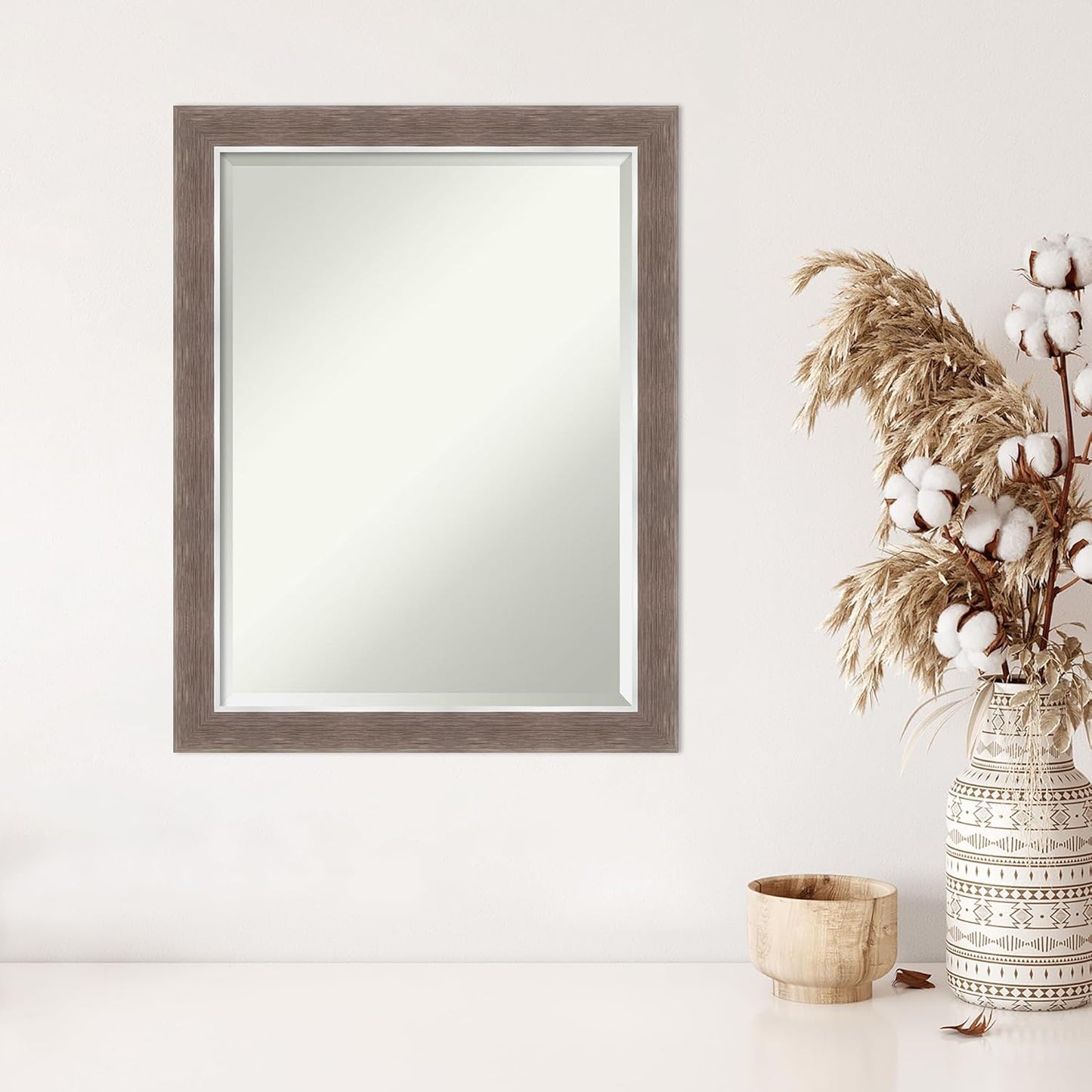 Amanti Art Brown Wall Mirror 28x22 Noble Mocha Rectangle Bathroom Mirror for Wall Decor Living Room, Medium Casual Frame, Hangs Horizonally and Vertically, Bathroom Decor, Beveled Edge from WI, USA