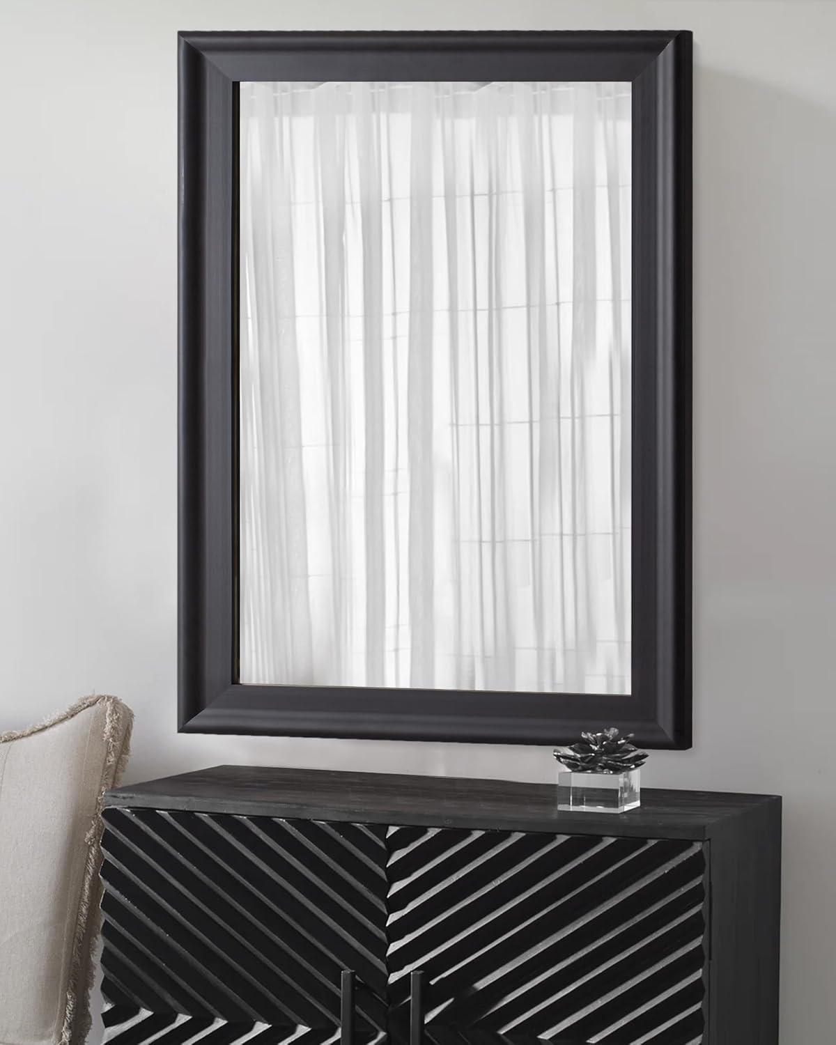 CULER Black Wood Wall Mirror for Bathroom,Rectangle Large 30 x 40 inch Hanging Vatiny Black Mirrors with Wooden Frame for Living Room,Bedroom,Entryway