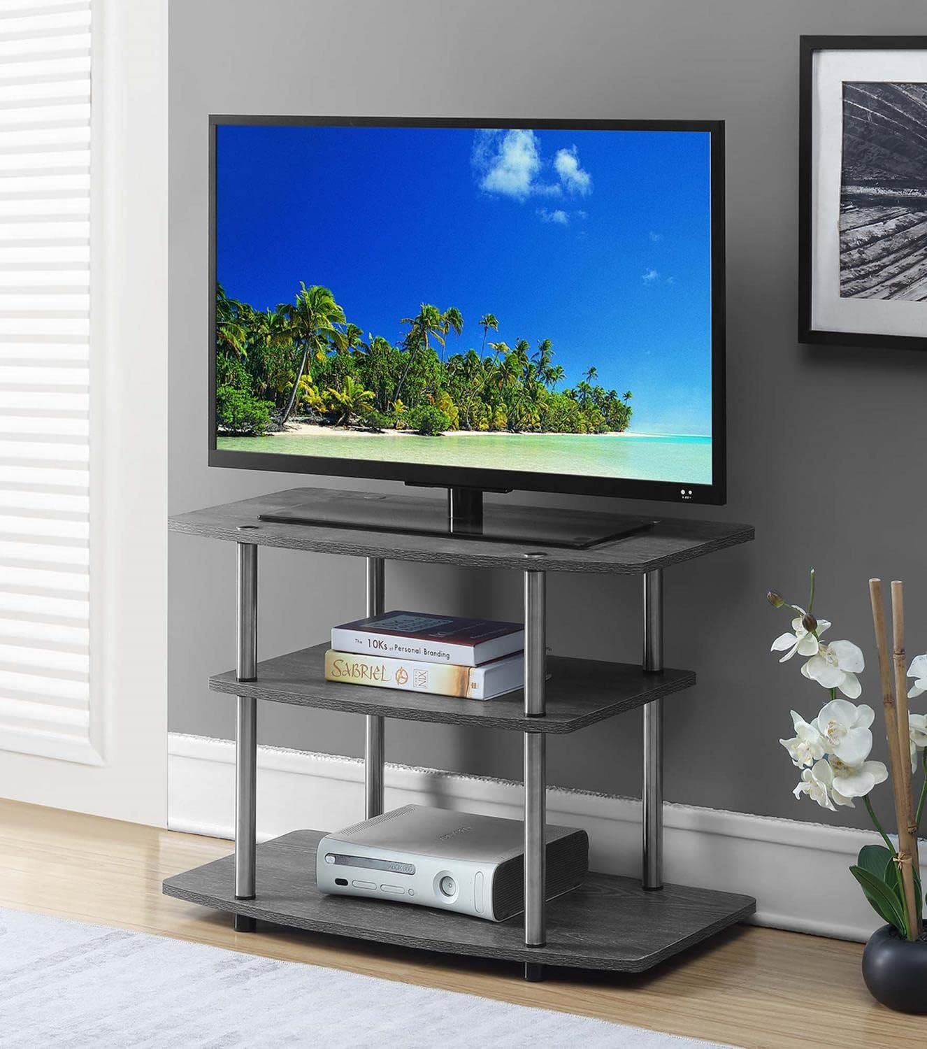 Convenience Concepts Designs2Go 3-Tier TV Stand, 31.5", Weathered Gray