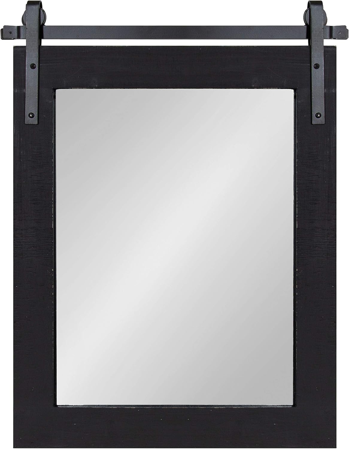 Kate and Laurel Cates Farmhouse Wood Framed Wall Mirror, 22 x 30, Black, Barn Door-Inspired Rustic Mirrors for Wall